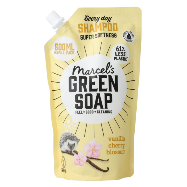 Shampoo vanille & kersenbloesem navulling 500 Milliliter