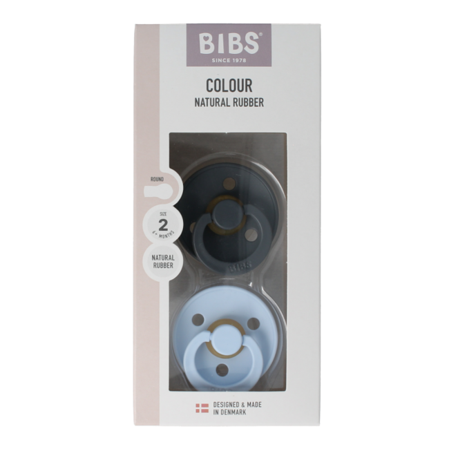 Soother size 2 iron / baby blue natural rubber 2 Pieces