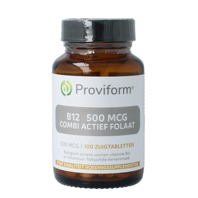 Vitamin B12 500mcg Kombi aktives Folat 100 Lutschtabletten