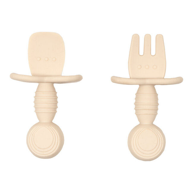 Set posate per neonati in silicone beige 1 Set