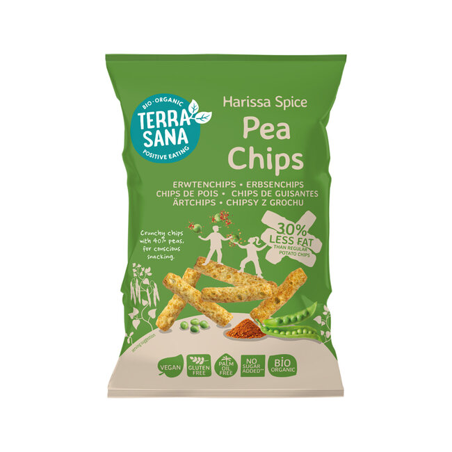 Bio-Erbsenchips Harissa 75 Gramm