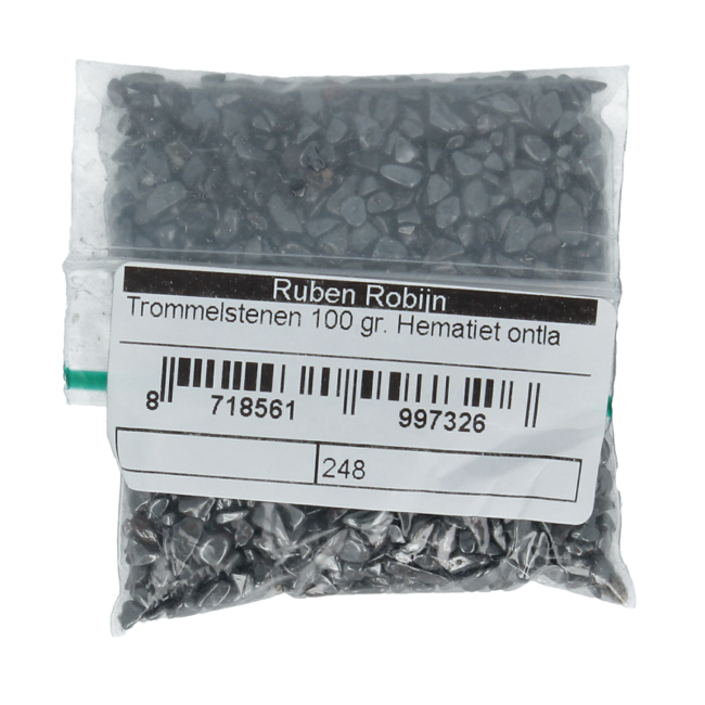 Trommelstenen hematiet ontladingmix  maat 0 100 Gram