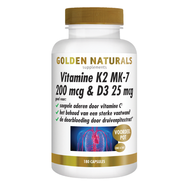 Vitamine K2 MK-7 200mcg & D3 25mcg 180 Vegetarische capsules