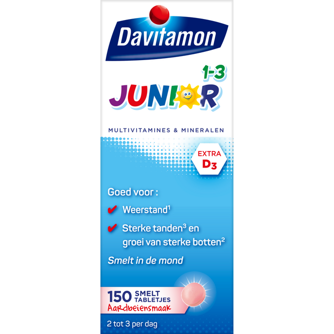 Junior 1-3 smelttablet aardbei  150 Tabletten