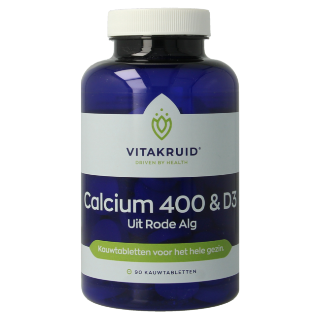 Calcio 400 y D3 de Alga Roja sostenible Aquamin TG 90 Comprimidos masticables