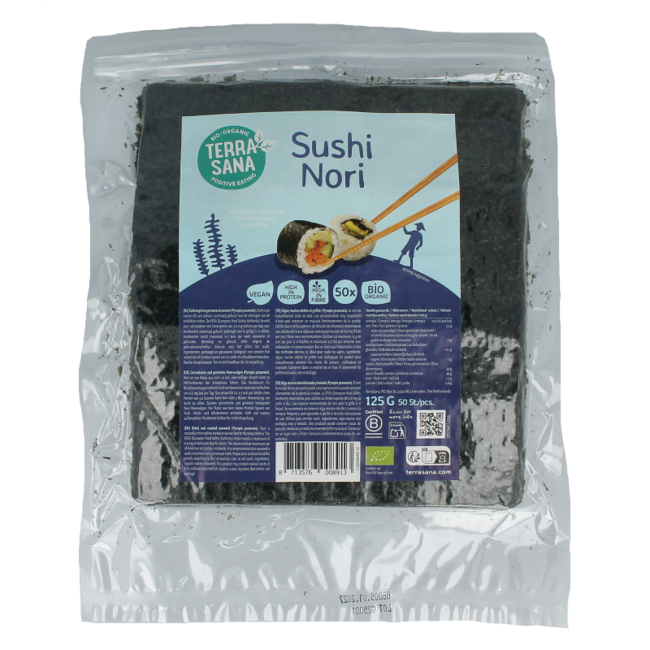 Sushi nori grillé bio 50 pièces 125 Grammes
