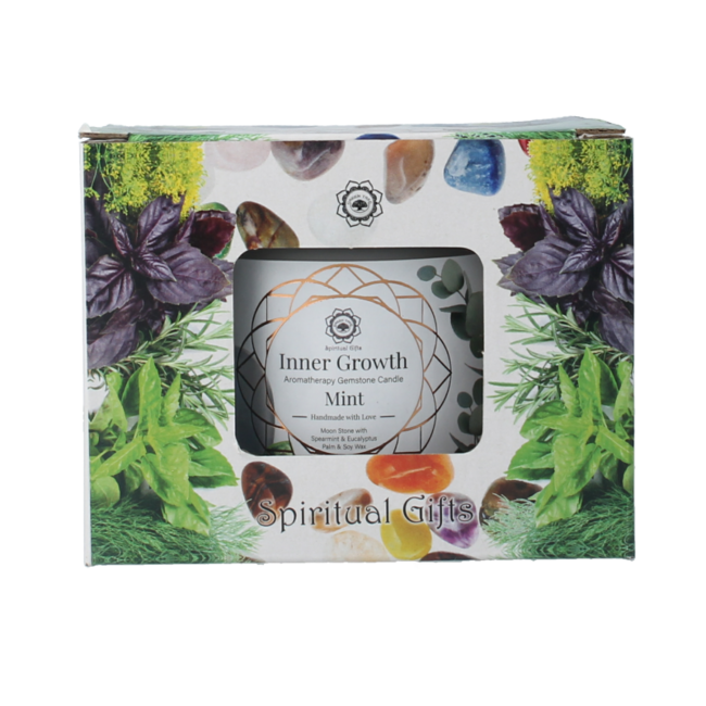 Świeca z kamieniem szlachetnym inner growth mięta 256 gramów