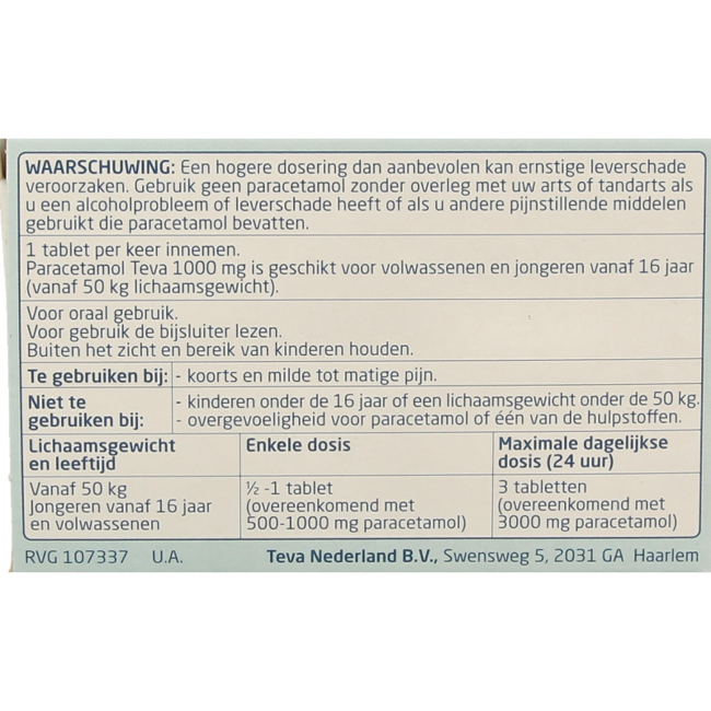 Paracetamol 1000mg 90.00 Tabletten
