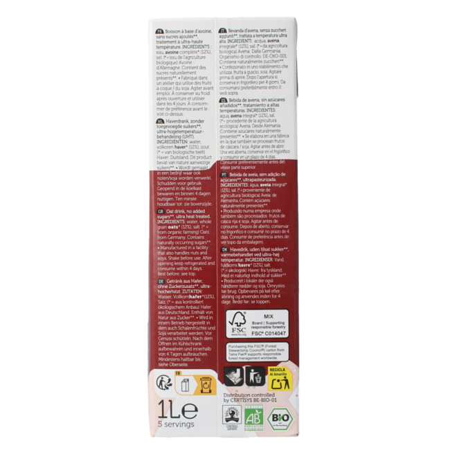 Boisson à l'avoine Pur bio 1,00 litre