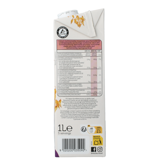 Barista oat sugarfree bio 1.00 Liter
