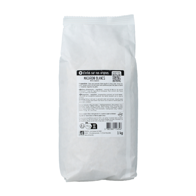 Witte macaroni bio 1000.00 Gram