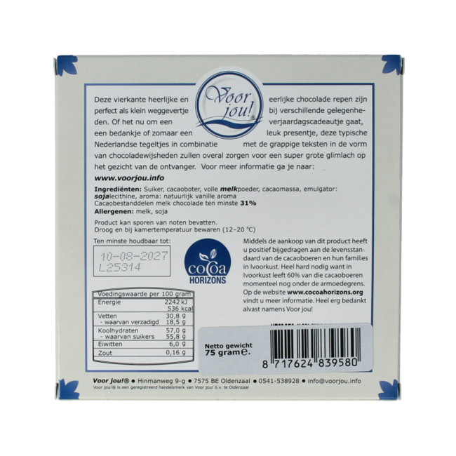 Delftsblauw k*t tegeltje 75.00 Gram