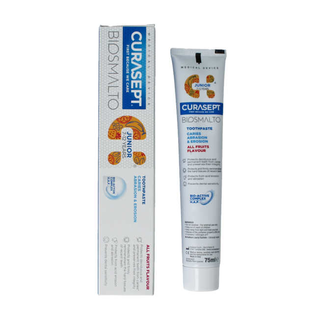Biosmalto tandpasta junior caries erosie slijtage 75.00 Milliliter