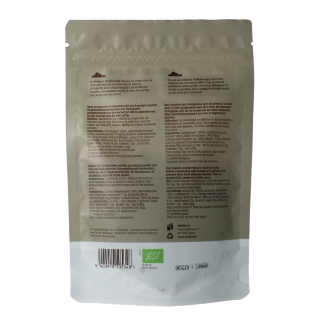 Cranberries raw organic 100.00 Gram