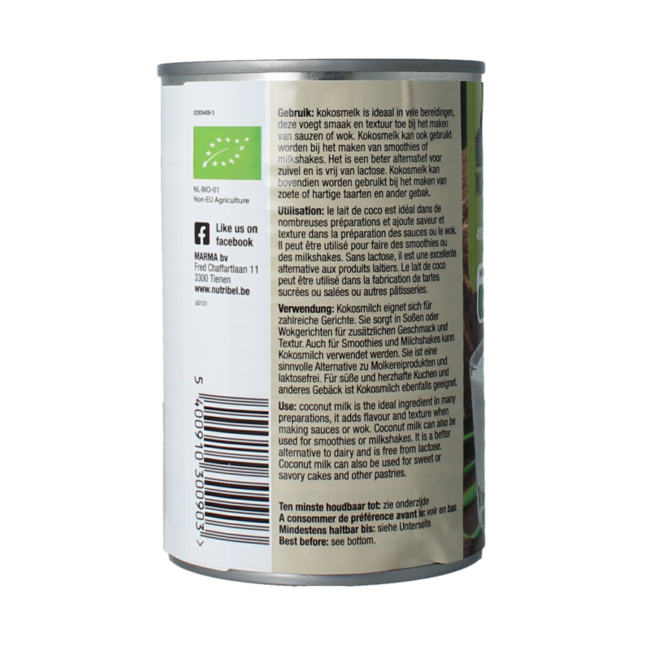 Coconut milk gluten-free organic 400.00 Millilitres