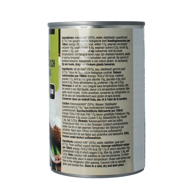 Coconut milk gluten-free organic 400.00 Millilitres