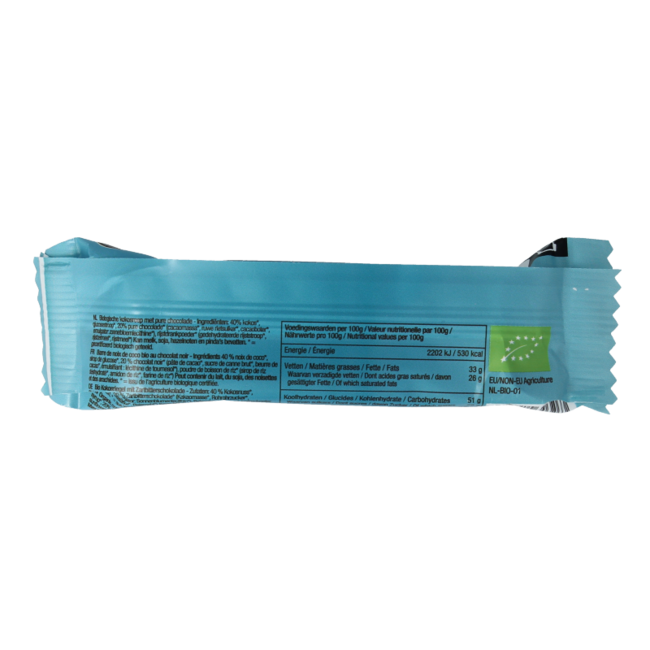 Coconut bar with dark chocolate organic 40.00 Gram