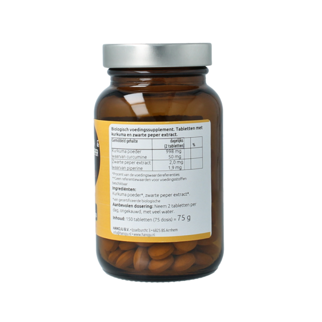 Kurkumapulver + Piperin 500 mg Bio 150 Tabletten