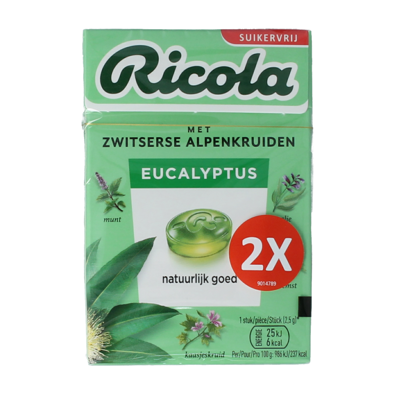 Ricola Eucalyptus sin azúcar dúo pack 100 gramos