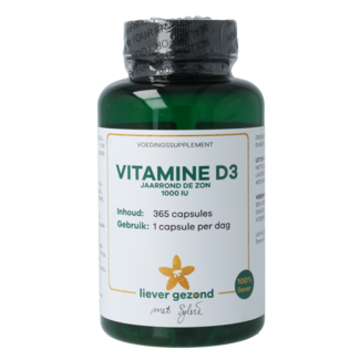 Liever Gezond Vitamin D3 25 mcg ganzjähriges Lebenslicht 365,00 Softgels