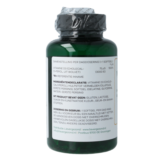 Vitamine D3 75 mcg lumière de vie toute l'année 365,00 capsules molles