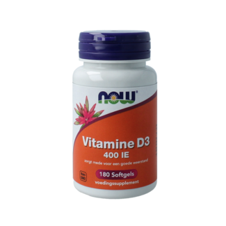 NOW Vitamine D3 400 UI 180,00 capsules molles