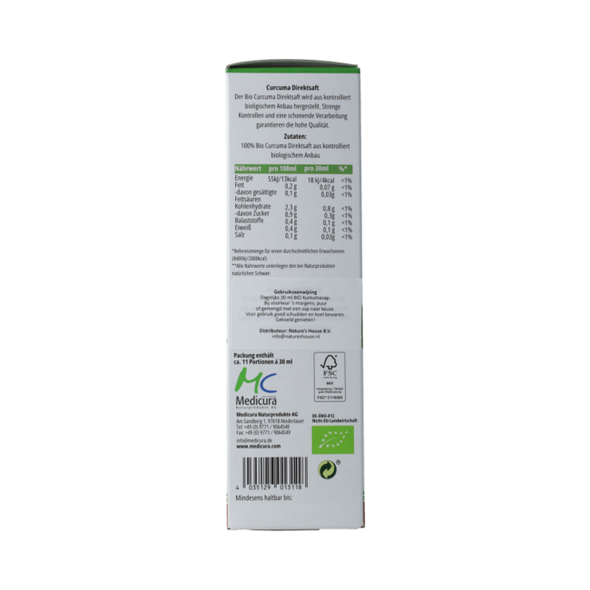 Jus de curcuma 100 % BIO 330,00 millilitres