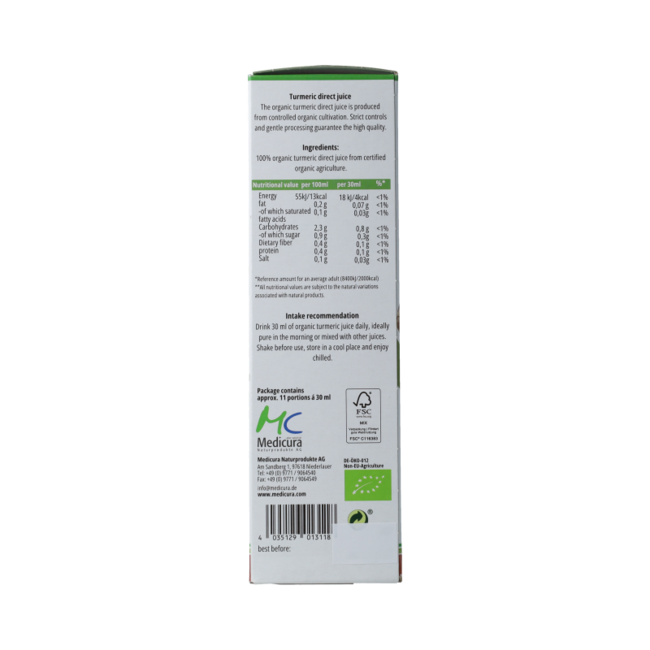 Kurkuma 100 % Fruchtsaft BIO 330,00 Milliliter