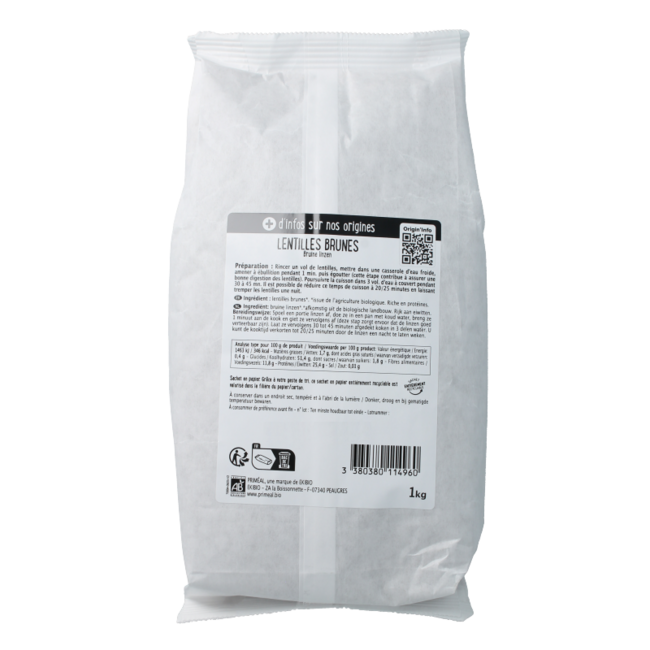 Organic brown lentils 500.00 Gram