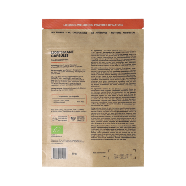 Lions Mane 500 mg Bio 60,00 Kapseln