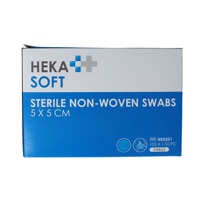 Heka Soft Non-woven kompres 5x5 steriel 100 Stuks