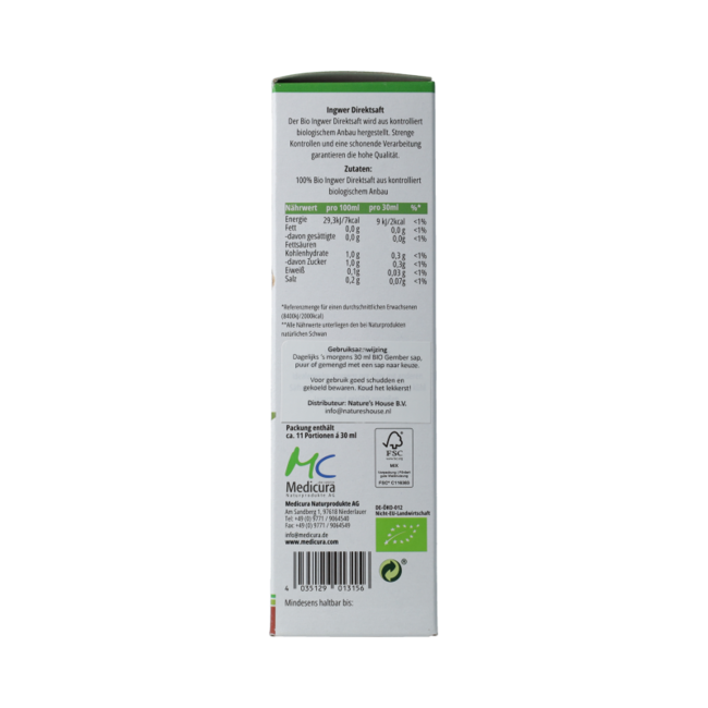 Jus de gingembre 100 % bio 330,00 millilitres
