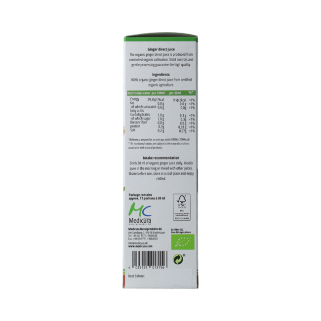 Jus de gingembre 100 % bio 330,00 millilitres