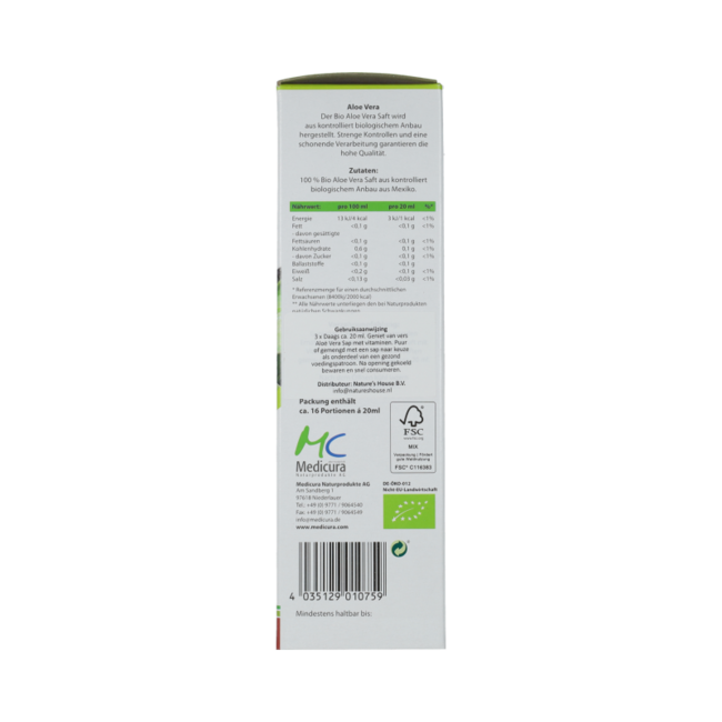 Aloe Vera 100% zumo Bio 330,00 mililitros