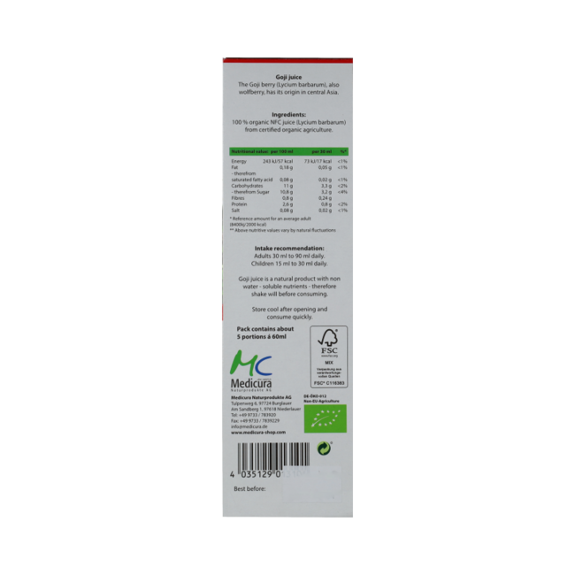 Jus de goji 100 % bio 330,00 millilitres