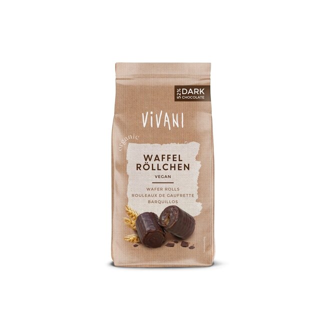 Vivani Roulés de gaufrettes au chocolat noir bio 125 Grammes