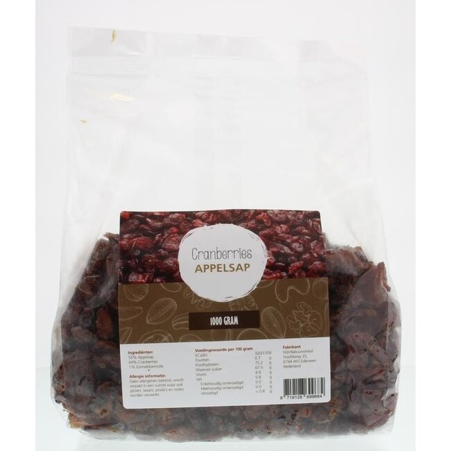 Arándanos rojos MijnNatuurwinkel endulzados con concentrado de zumo de manzana, 1 kg