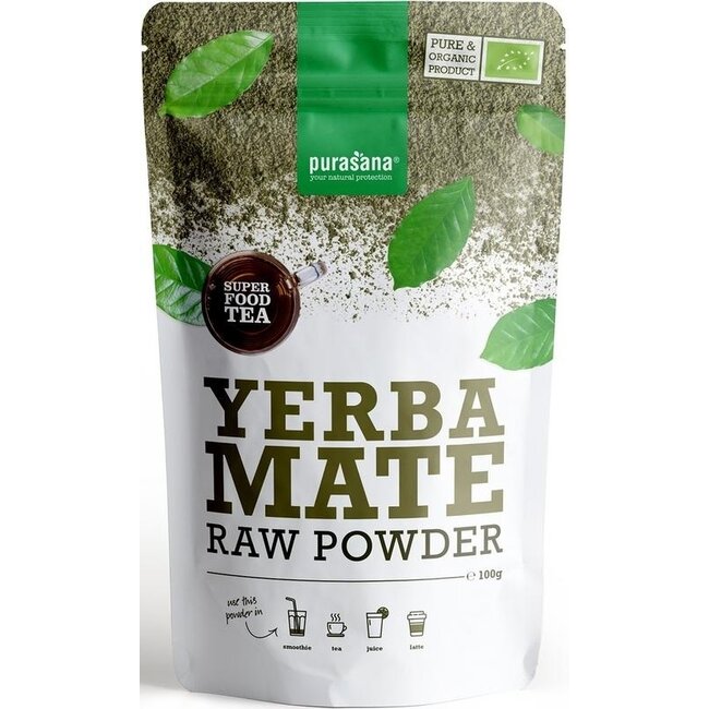 Purasana Yerba Mate Tè in Polvere Vegano Biologico 100 Grammi