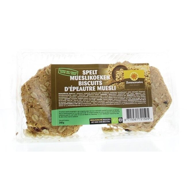 Zonnemaire Ciastka musli orkiszowe bio 240 Gram