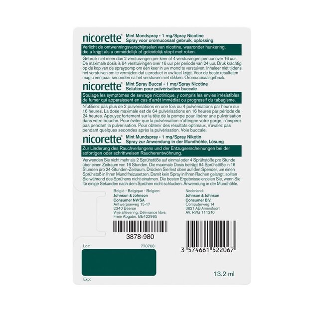 Nicorette Spray doustny miętowy 1mg 13 mililitrów