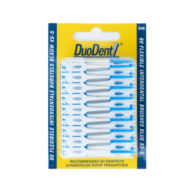 Spazzolini interdentali flessibili Duodent XS-S blu, 80 Pezzi