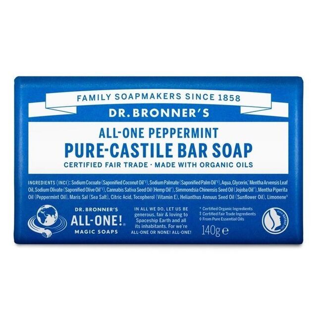 Savon solide à la menthe poivrée Dr. Bronner's 140 g