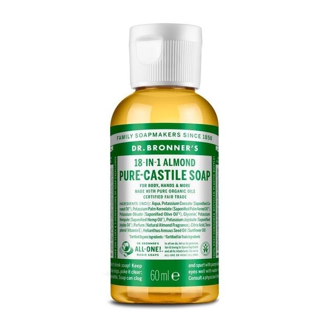 Jabón líquido de almendra Dr. Bronner's 60 ml