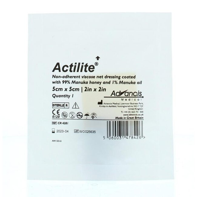 Advancis Actilite Manuka nicht haftendes Netzverband Viskose 5 x 5 1 Stück