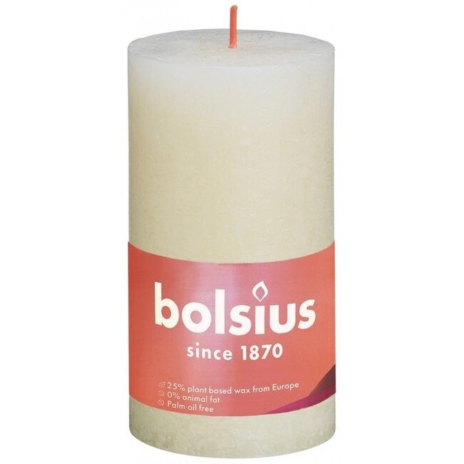 Rustic pillar candle shine 130/68 130/68 soft pearl 1 Piece