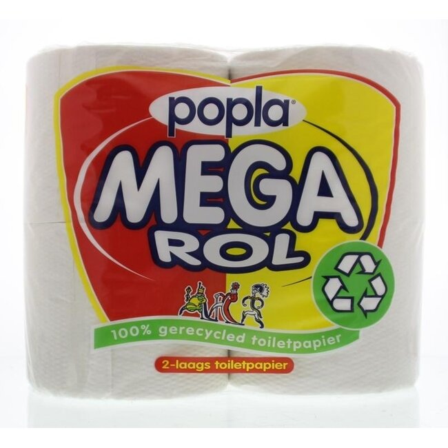 Papel higiénico Popla Megarol 400 hojas - 4 rollos