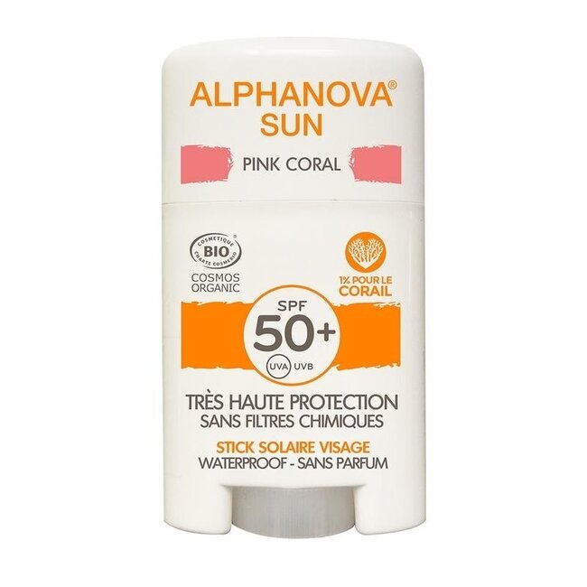Sztyft przeciwsłoneczny do twarzy Alphanova Sun, różowy, SPF50+, 12 gramów