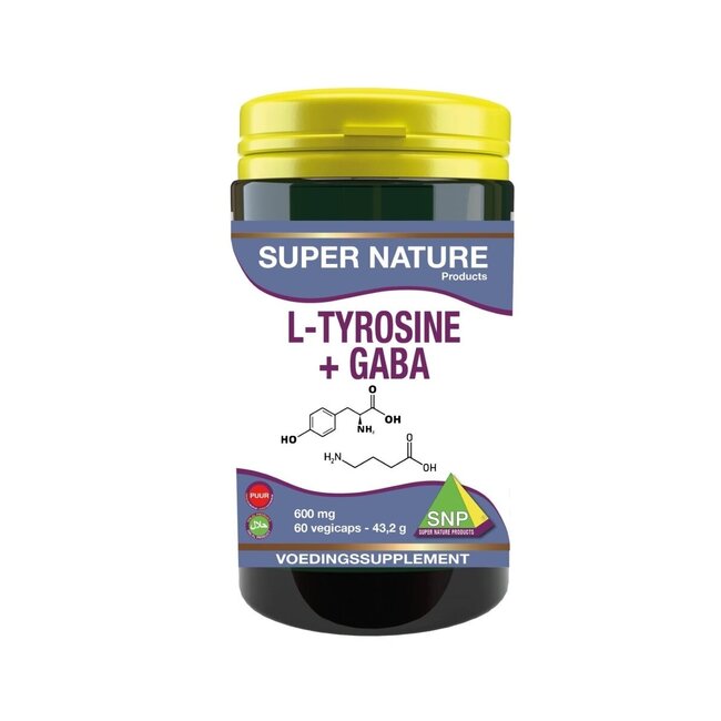 L-Tyrosine + GABA 600mg puur 60 Vegetarische capsules