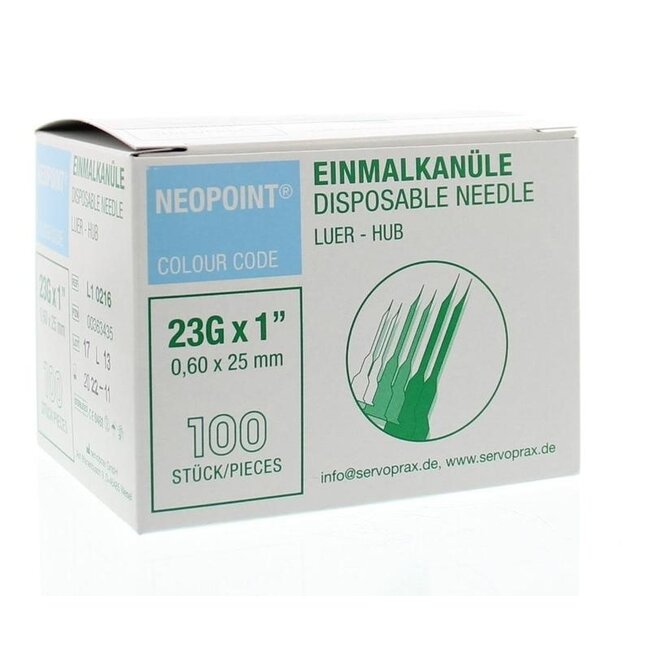 Ago per iniezione sterile 0.6 x 25, 100 Pezzi