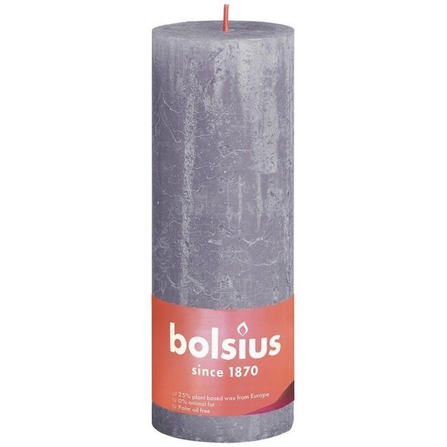 Bolsius Candela Rustica lucida 190/68 lavanda ghiacciata 1 Pezzo